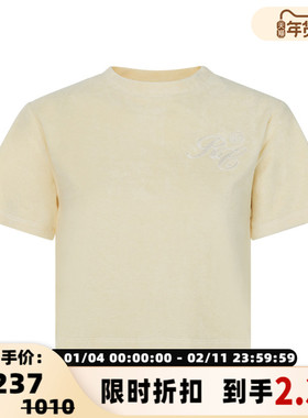 RECTO纯色经典刺绣logo款舒适毛巾料女士短款T恤短袖银泰