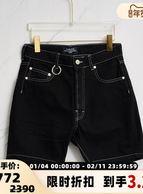 Etudes 春夏款男士黑色牛仔短款短裤银泰百货精品 301596