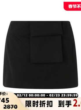 【折扣】ST.AGNI 春季女士纯色羊毛混纺休闲口袋短款半身裙短裙