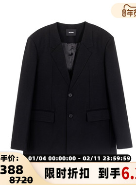 WE11DONE 春夏男士黑色羊毛材质西装夹克外套银泰百货精品301574