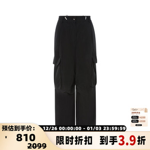 裤 HERSKIND 饰女士松紧腰抽绳工装 复古休闲侧口袋装 春季