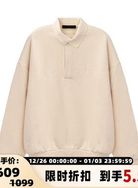 ESSENTIALS 春秋款男士黑色棉质长袖POLO衫银泰百货精品 301574