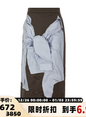 pushBUTTON 潮流衬衫装饰女士直筒中长半身裙 银泰百货301574