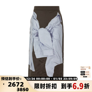 饰女士直筒中长半身裙 装 银泰百货301574 潮流衬衫 pushBUTTON