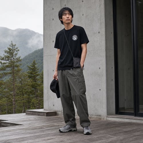 白山男士印花圆领短袖T恤
