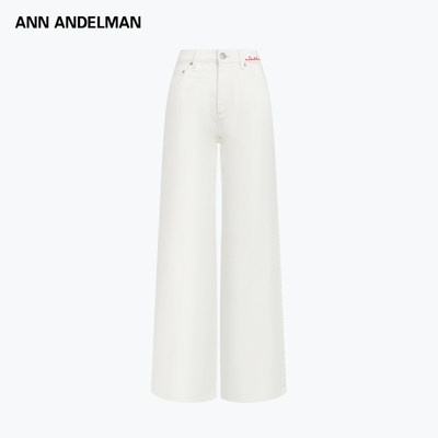 ANN ANDELMAN 26春夏女士绣花口袋白色简约宽松显瘦牛仔裤 301286