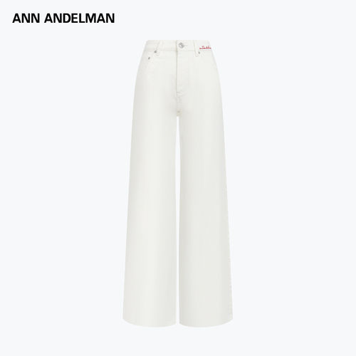 ANN ANDELMAN 26春夏女士绣花口袋白色简约宽松显瘦牛仔裤 301286