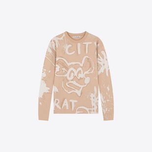 Acne Studios 男士logo动物印花休闲长袖圆领套头卫衣银泰 301604