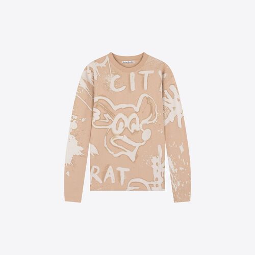 Acne Studios 男士logo动物印花休闲长袖圆领套头卫衣银泰 301604