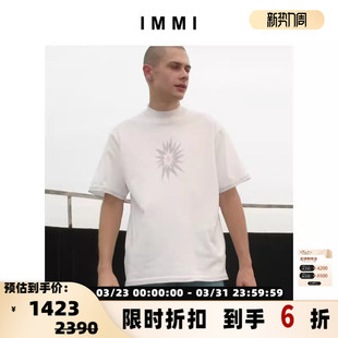 300124 醋酸棉纱蕾丝印花宽松长T恤 IMMI 设计师品牌