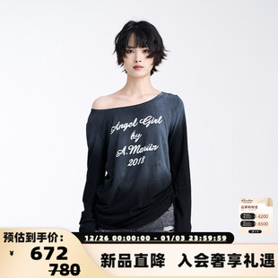 T恤上衣银泰百货 ANDREA 女士抽绳渐变色长袖 25新款 301489 MARTIN