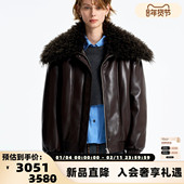 concise 301257 25秋冬女士大毛领棉服夹克银泰百货 white 简白