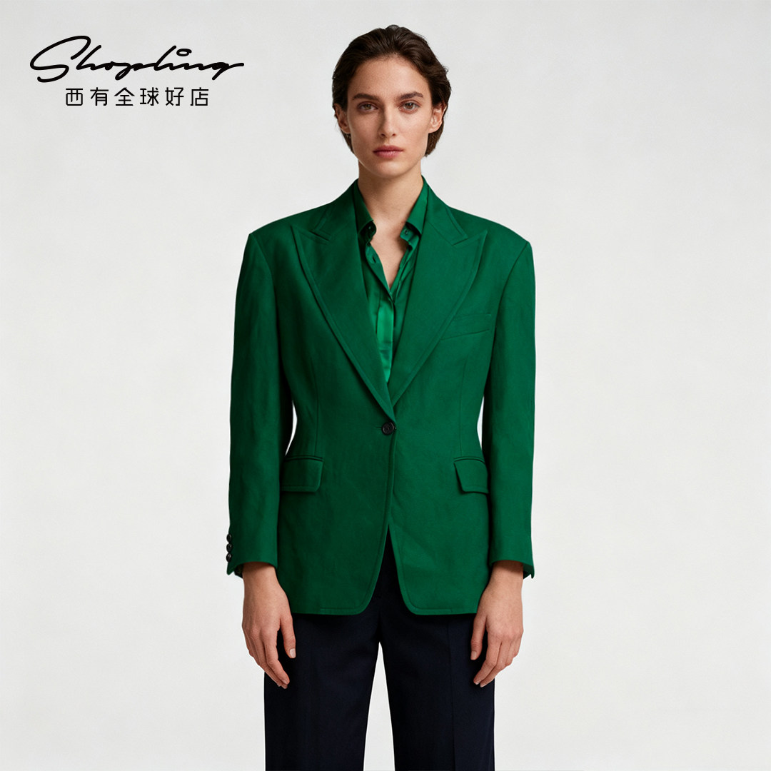 Pushbutton 港风女士职场高端戗驳领毛呢西服上衣银泰百货 301596