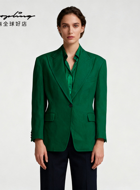 Pushbutton 港风女士职场高端戗驳领毛呢西服上衣银泰百货 301596