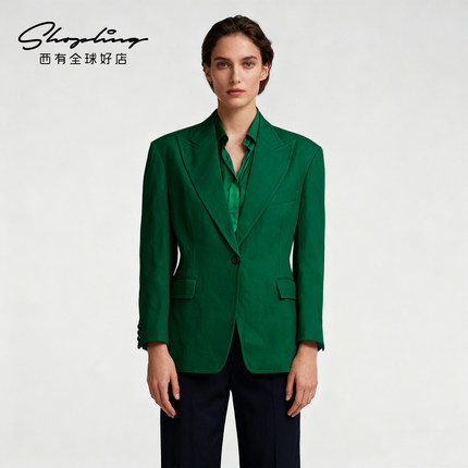 Pushbutton 港风女士职场高端戗驳领毛呢西服上衣银泰百货 301596