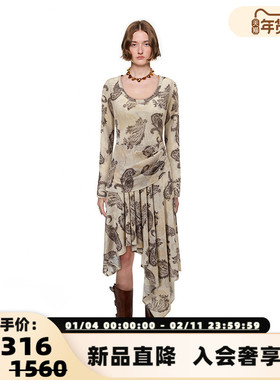 SHRO ENROEscape in ease 复古腰果花百褶连衣裙银泰百货 301469