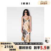斜纹桑蚕丝迷彩印花吊带连衣裙 IMMI 设计师品牌 300124