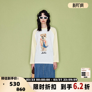 T恤 SHRO up系列邮差小狗印花插肩长袖 &wake 301469 ENROsnooze