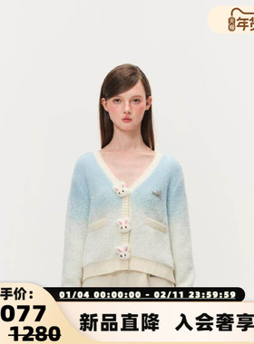 FRAILSTATE秋冬女士兔子玩偶毛织开衫银泰百货精品 301260