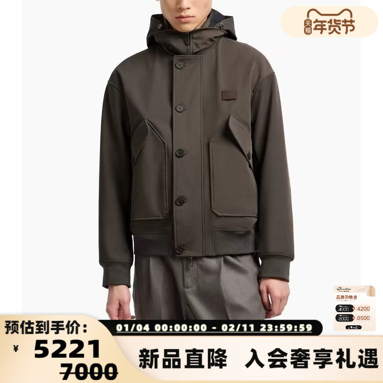 EMPORIO ARMANI 25秋冬新款男士连帽拉链夹克外套银泰百货 301574,男装,夹克,淘宝优惠券,粉丝福利购,淘宝优惠卷