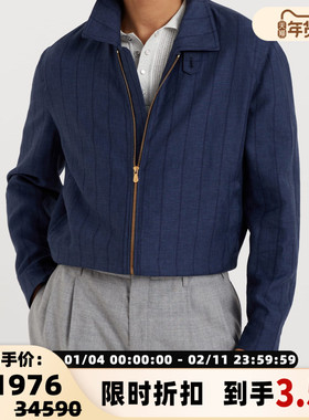 BC/Brunello Cucinelli 男士休闲时尚拉链款条纹夹克外套银泰