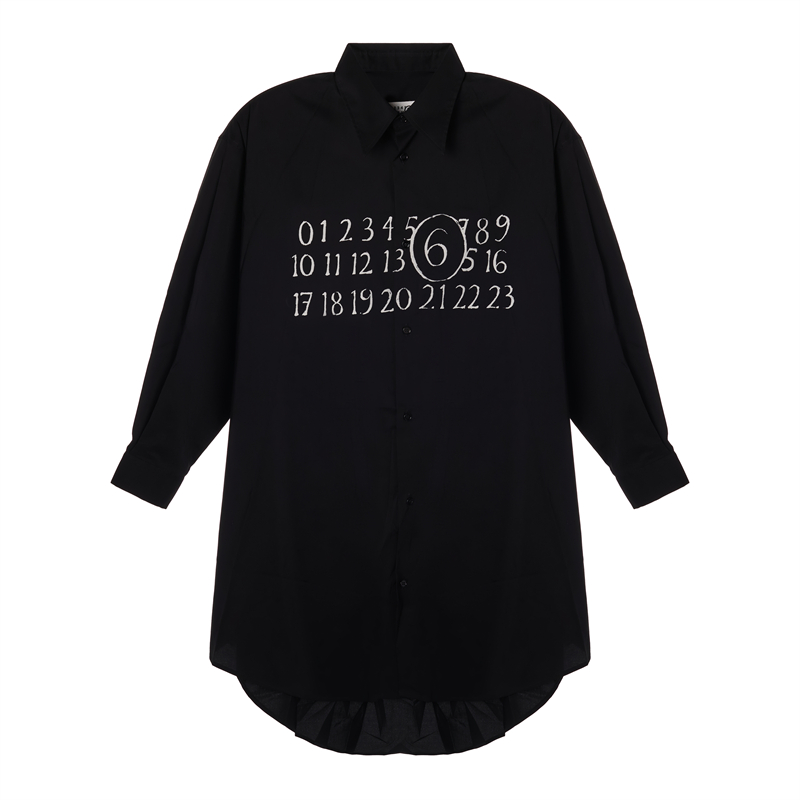 MM6  新款女士黑色字母印花衬衫式连衣裙银泰百货精品 301574