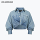 ANN 301286 银泰百货精品 ANDELMAN 2025春夏女士前幅交叉牛仔衬衫