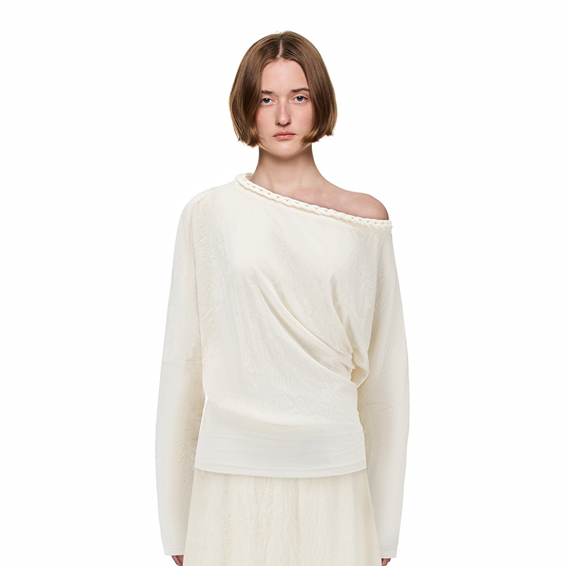 SHRO ENROEscape in ease丝绒扭绳横开领T恤银泰百货精品 301469