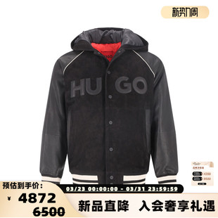 HUGO系列连帽夹棉皮夹克棉服银泰 男士 300095 Boss雨果博斯 Hugo