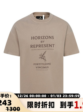 【折扣】REPRESENT 春季男士棉质复古休闲字母印花圆领短袖T恤衫