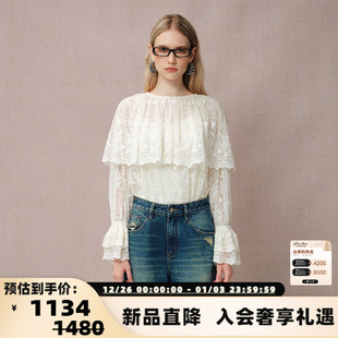 女士休闲蕾丝披肩领小衫 DIANA 新款 春季 银泰百货301489 VEVINA