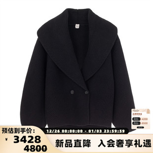 毛衣银泰百货精品 女士大翻领羊毛混纺开衫 301574 秋冬新款 TOTEME