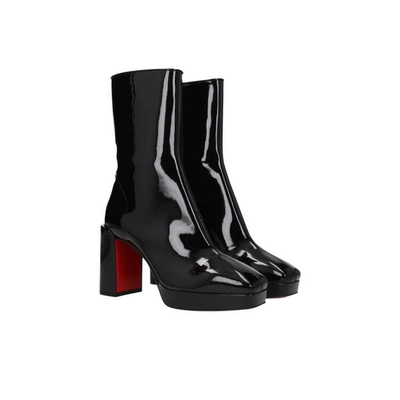 CHRISTIAN LOUBOUTIN路铂廷 女士牛皮革方头粗跟高跟皮靴 301604