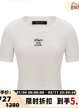 concise-white/简白 女士刺绣圆领短袖T恤设计师品牌 301257