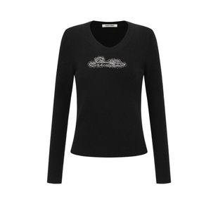 毛衫 SHRO 蓝色羊绒鹅蛋领烫钻修身 moi系列 301469 ENRODeux