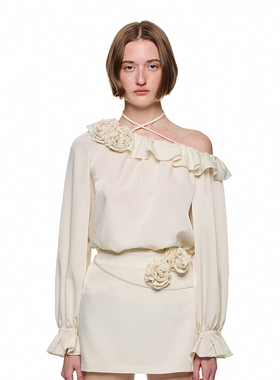 SHRO ENROEscape in ease 斜肩绑带花朵小衫银泰百货精品 301469