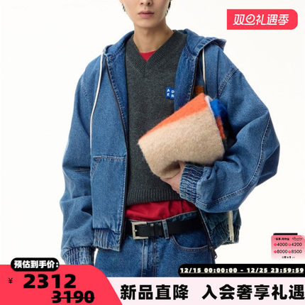 ADER ERROR 25秋冬新款男女同款连帽拉链牛仔外套银泰百货 301574