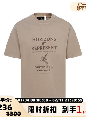 【折扣】REPRESENT 春季男士棉质复古休闲字母印花圆领短袖T恤衫