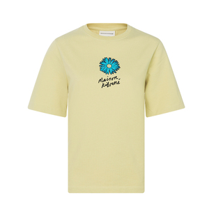 MAISON 春季 雏菊字母印花图案女士棉质休闲短袖 T恤 KITSUNE