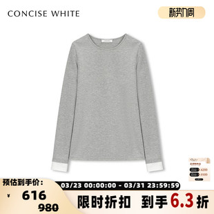 T恤银泰百货 concise 25BK系列假两件圆领长袖 简白 301257 white