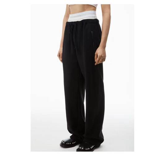 ALEXANDER WANG 新款女士松紧腰抽绳厚款运动裤银泰百货 301574