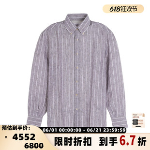 BRUNELLO CUCINELLI 26春夏男士条纹亚麻老钱风长袖衬衫 301574