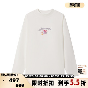 301446 T恤字母印花休闲宽松上衣 VETEMENTS男女同款 纯色圆领长袖