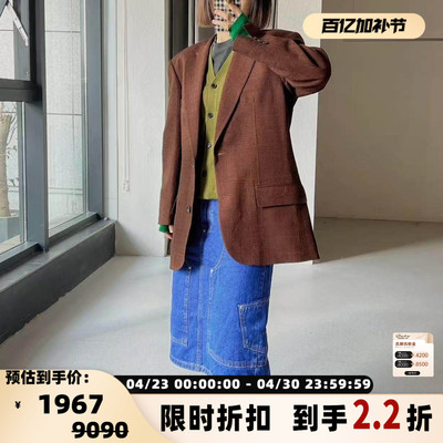 Pushbutton 秋冬款女士羊毛格纹毛呢西服银泰百货精品 301596