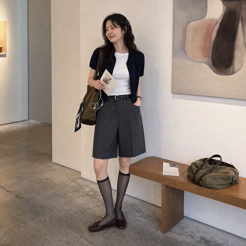 LOWCLASSIC女士直筒短裤