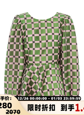 【折扣】STINE GOYA 绿色格纹女士性感露背女衫