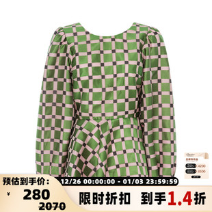 GOYA STINE 绿色格纹女士性感露背女衫 折扣