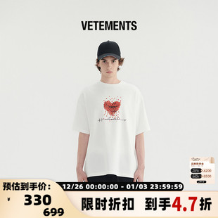 VETEMENTS 情侣立体爱心图案印花宽松T恤银泰百货301446 男女同款