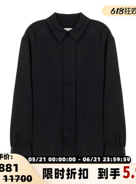 JIL SANDER 女士黑色翻领长袖衬衫银泰百货精品 301574