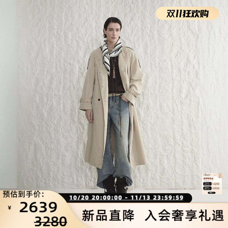 concise-white/简白 26春夏新款女士丝巾风衣外套银泰 301257